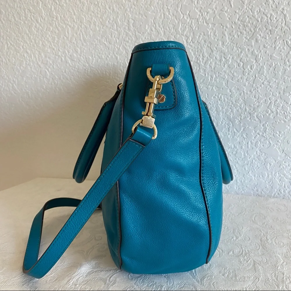 Tory Burch Teal logo Hobo 2 way Bag